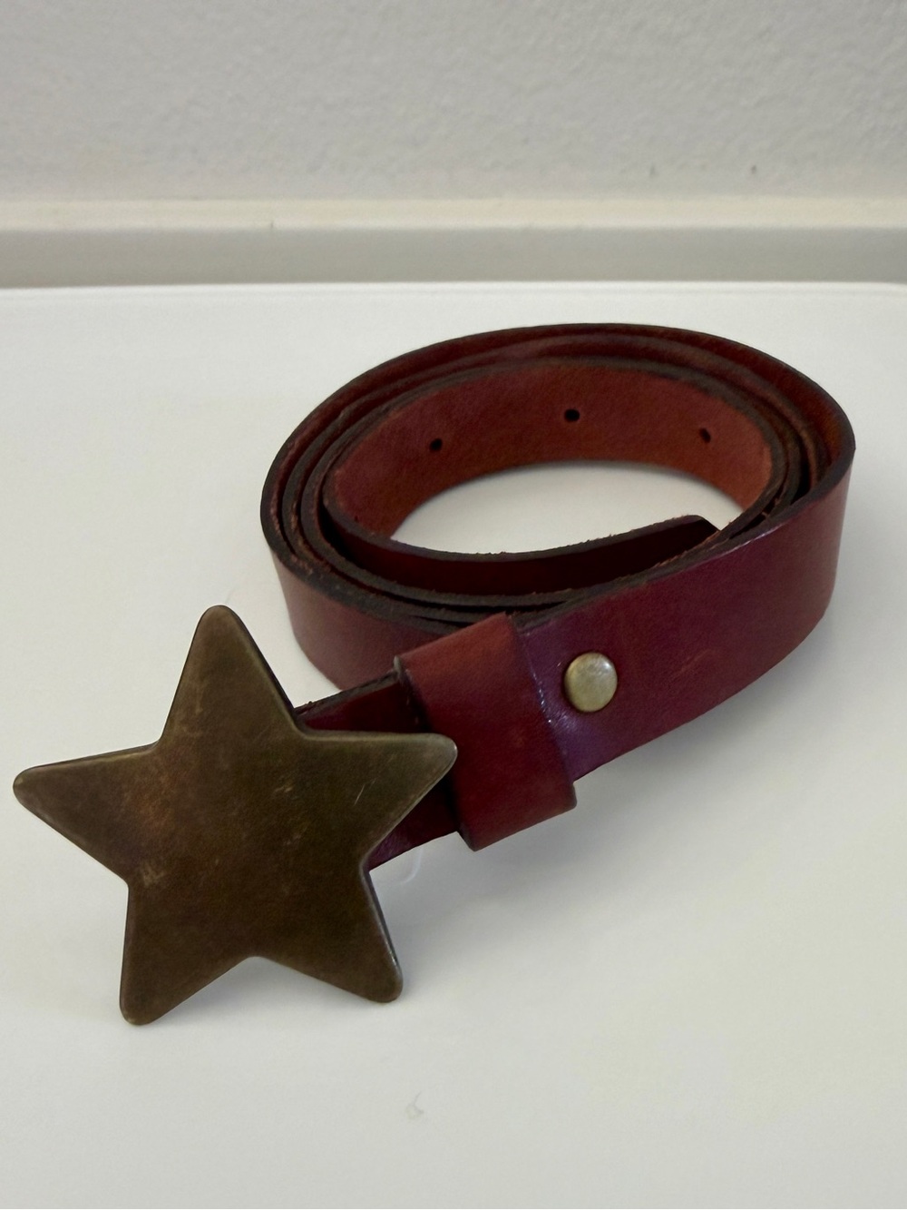 Handmade Leather Belt with Star Buckle